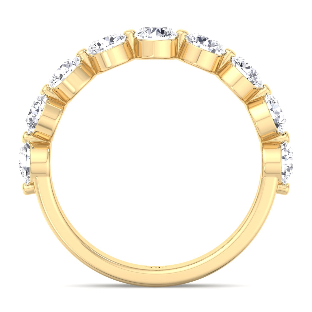 Floating Natural Diamond Semi Eternity Band, Yellow Gold, Profile