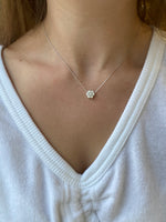 Flower Cluster Natural Diamond Pendant, On Neck