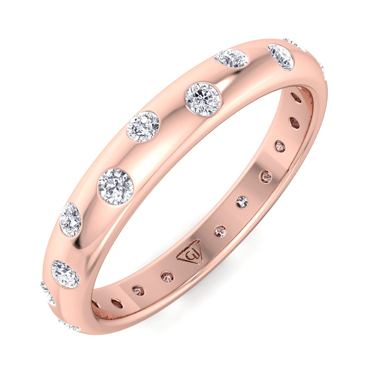Gypsy Set Eternity Band, Rose Gold, Top Down