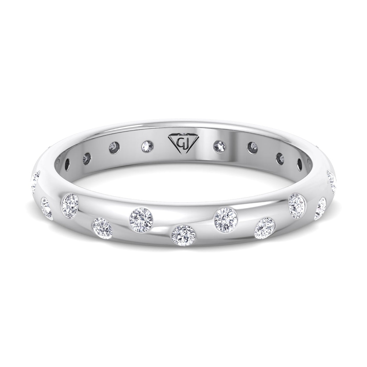 Gypsy Set Eternity Band, White Gold, Front
