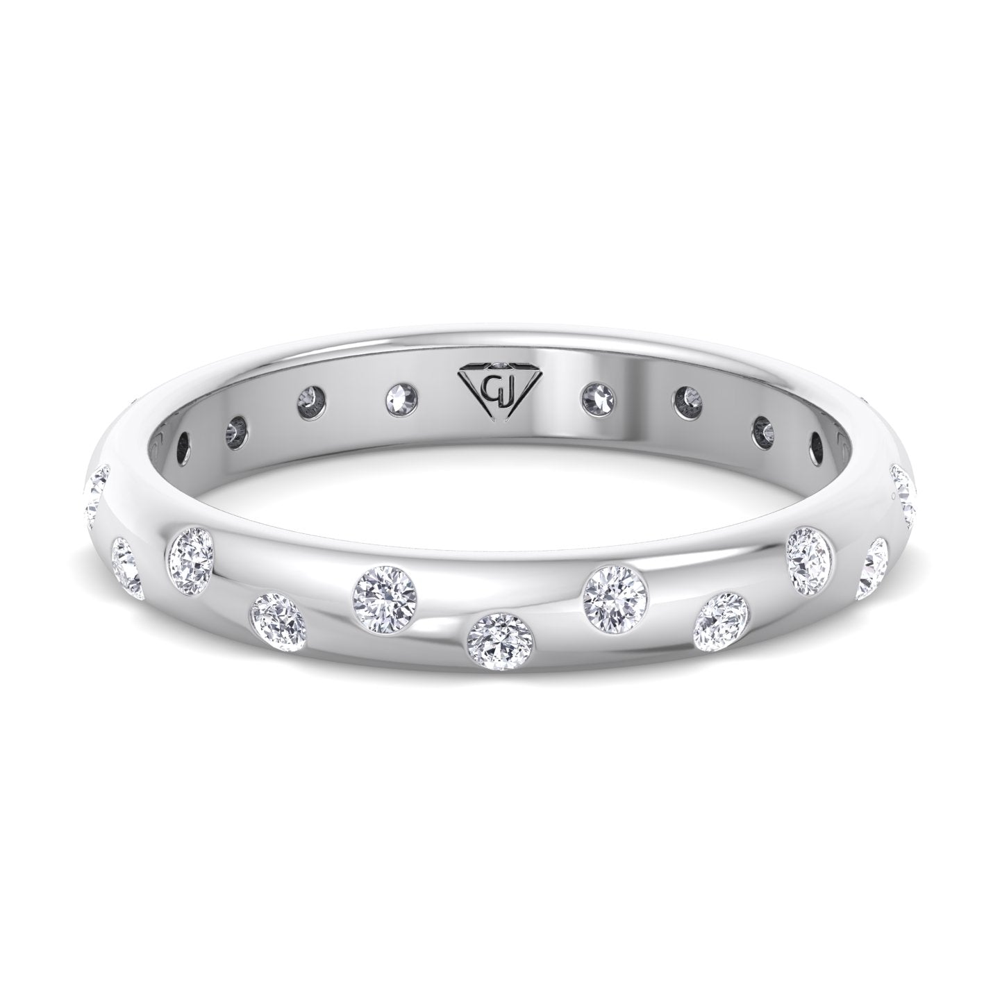 Gypsy Set Eternity Band, White Gold, Front