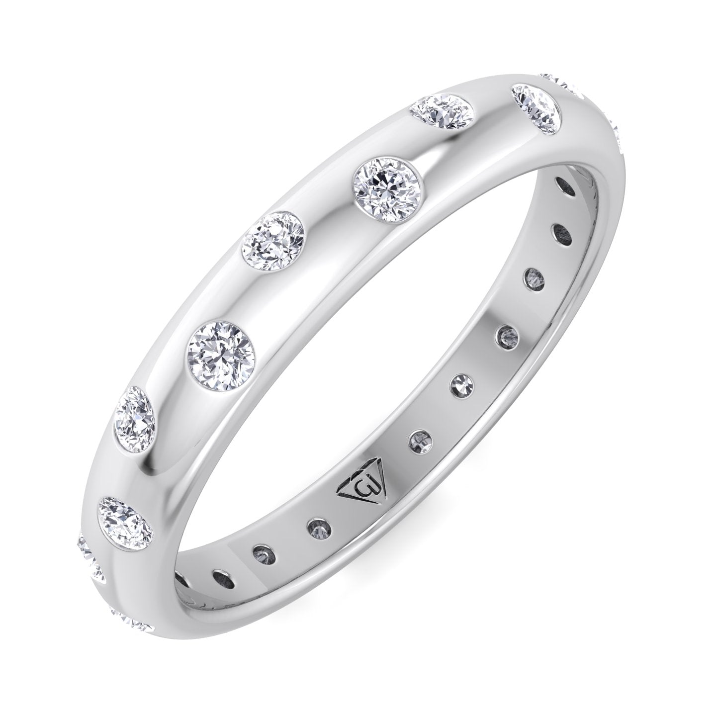 Gypsy Set Eternity Band, White Gold, Top Down