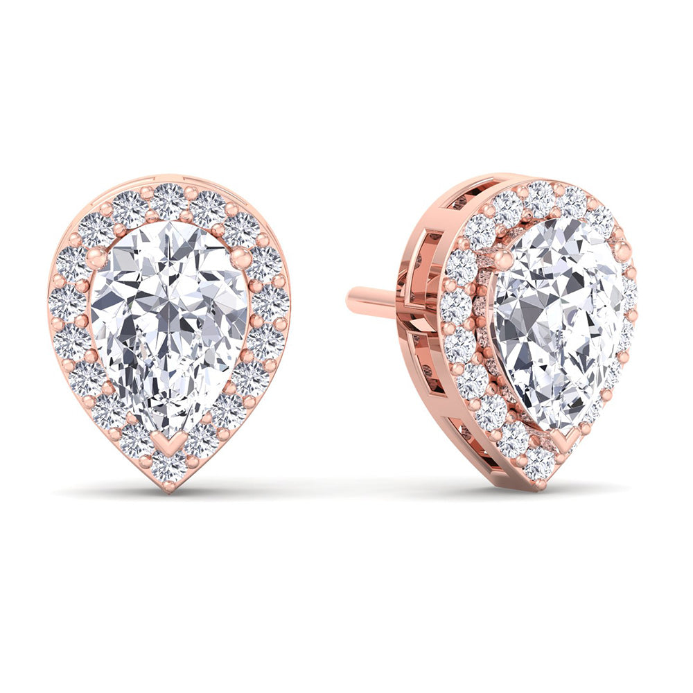 Hannah - Pear Shape Halo Diamond Studs - Gem Jewelers Co