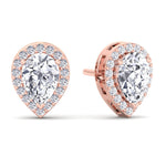 Hannah - Pear Shape Halo Diamond Studs - Gem Jewelers Co