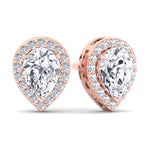 Hannah - Pear Shape Halo Diamond Studs - Gem Jewelers Co