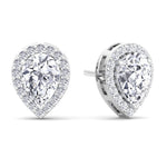 Hannah - Pear Shape Halo Diamond Studs - Gem Jewelers Co