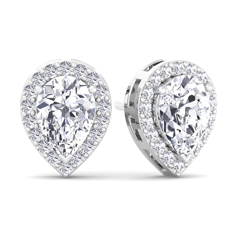 Hannah - Pear Shape Halo Diamond Studs - Gem Jewelers Co
