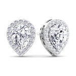 Hannah - Pear Shape Halo Diamond Studs - Gem Jewelers Co