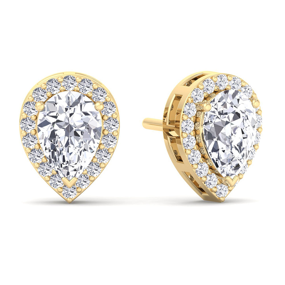 Gem Jewelers Co.- Pear Shape Halo Diamond Studs