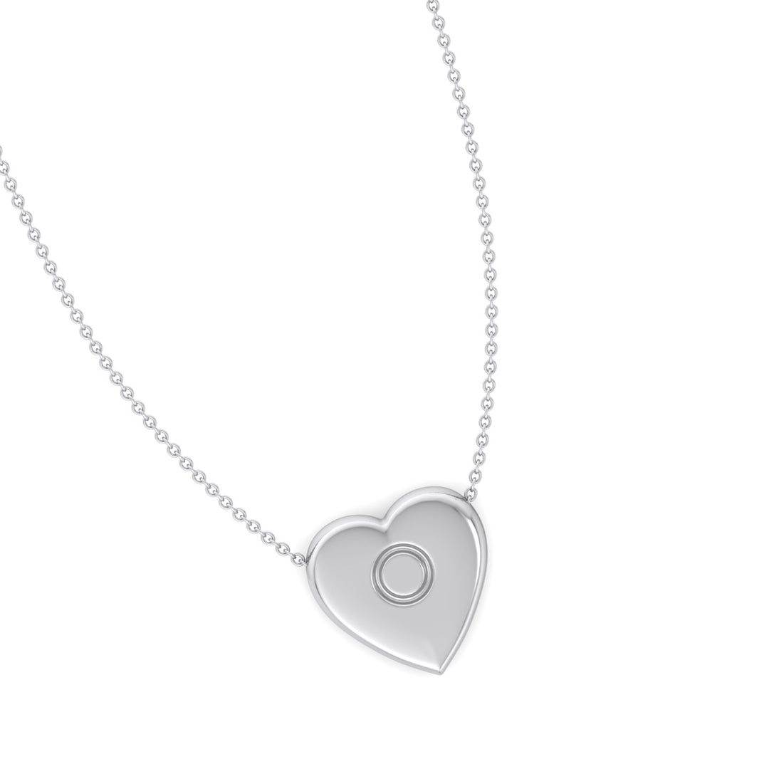 Heart Shaped Pendant Necklace with Chain White Gold