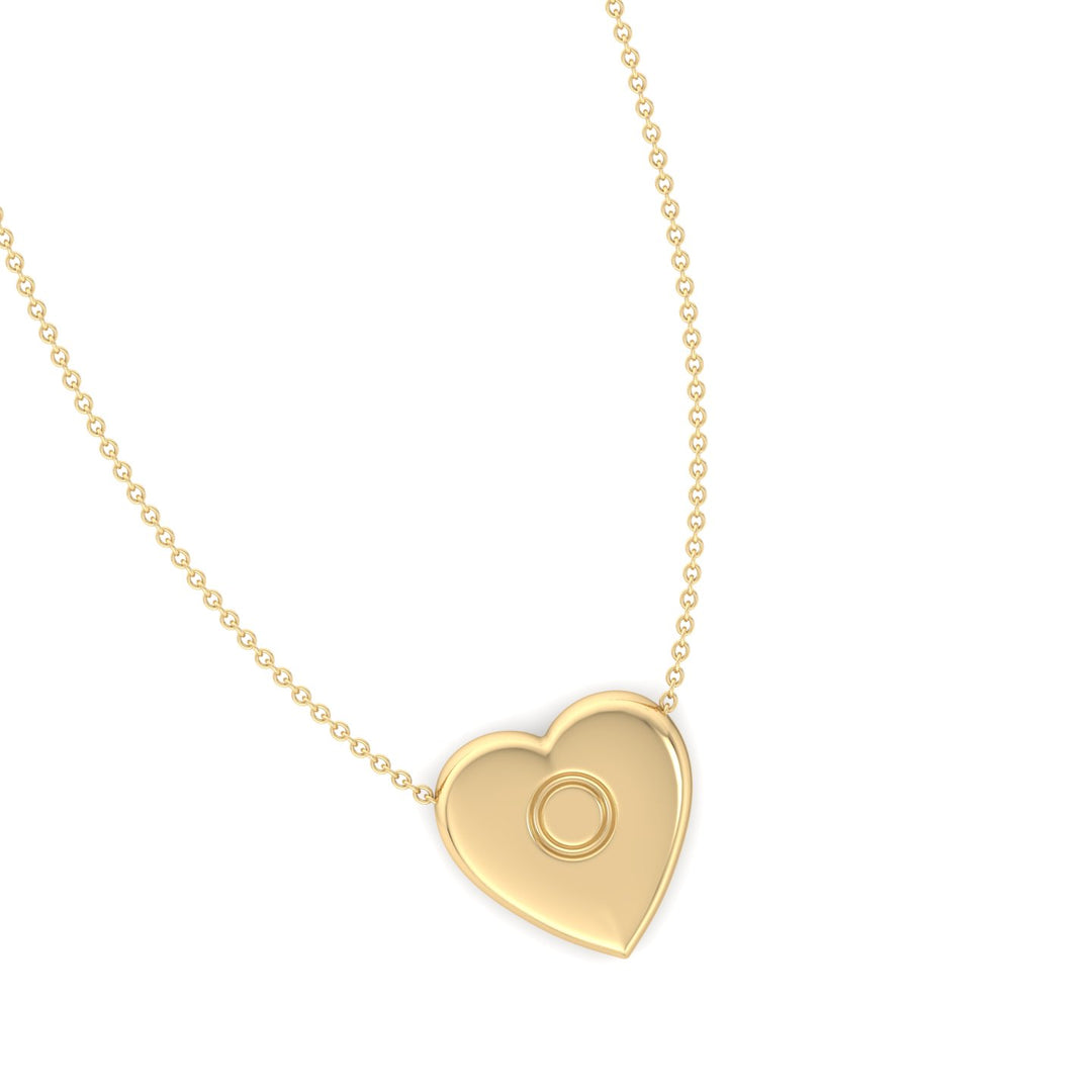 Heart Shaped Pendant Necklace with Chain Yellow Gold