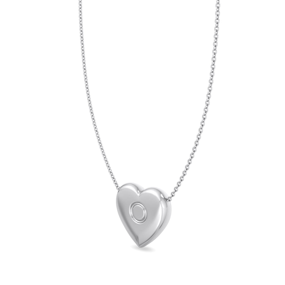 Heart Shaped Pendant with Chain White Gold