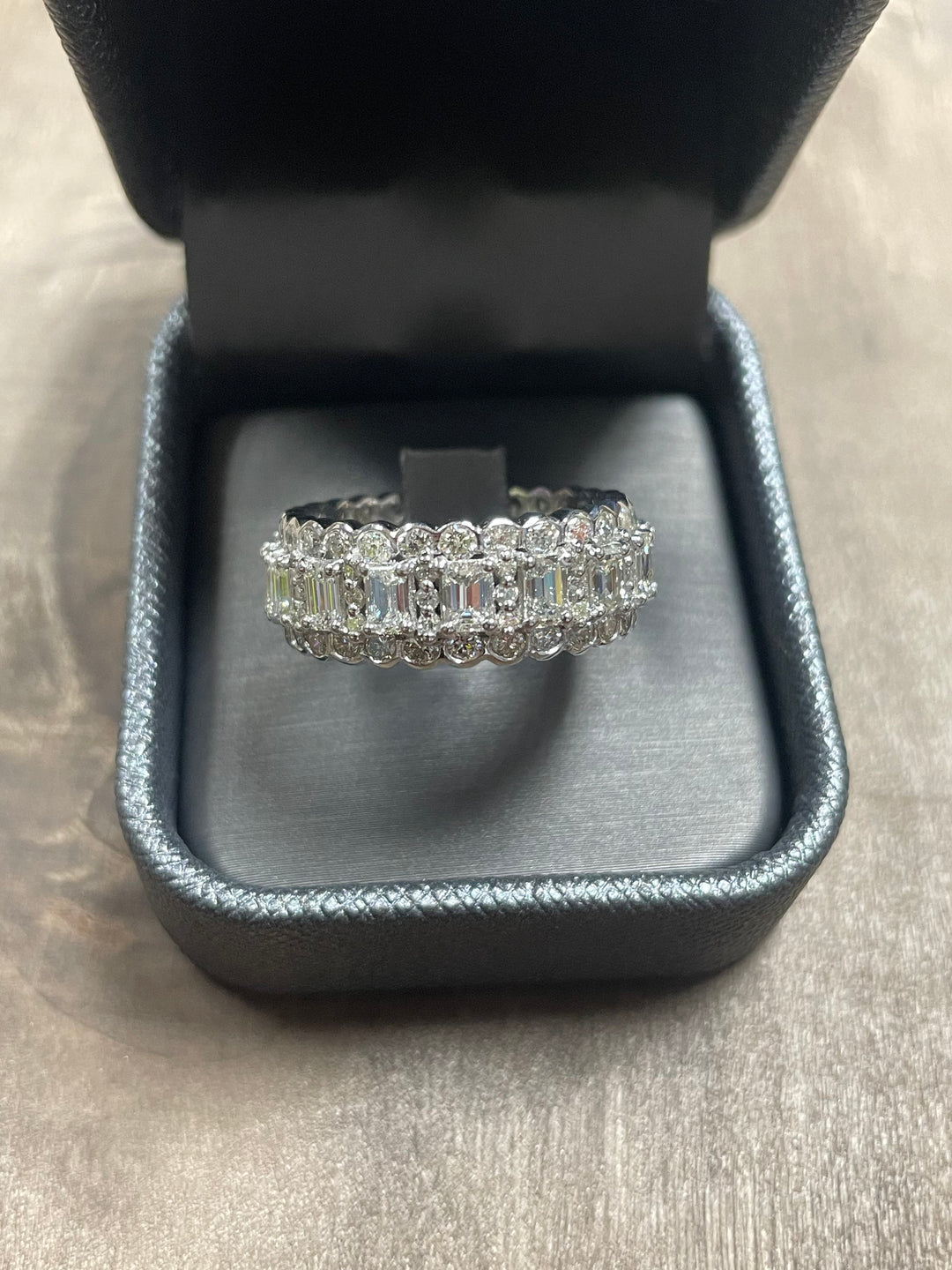 Trento - Round and Emerald Stacked Eternity Band