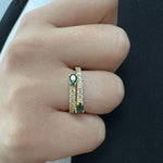 Oakla - 1.25CT T.W Pear Shape Emerald Pave Stack Ring - Gem Jewelers Co