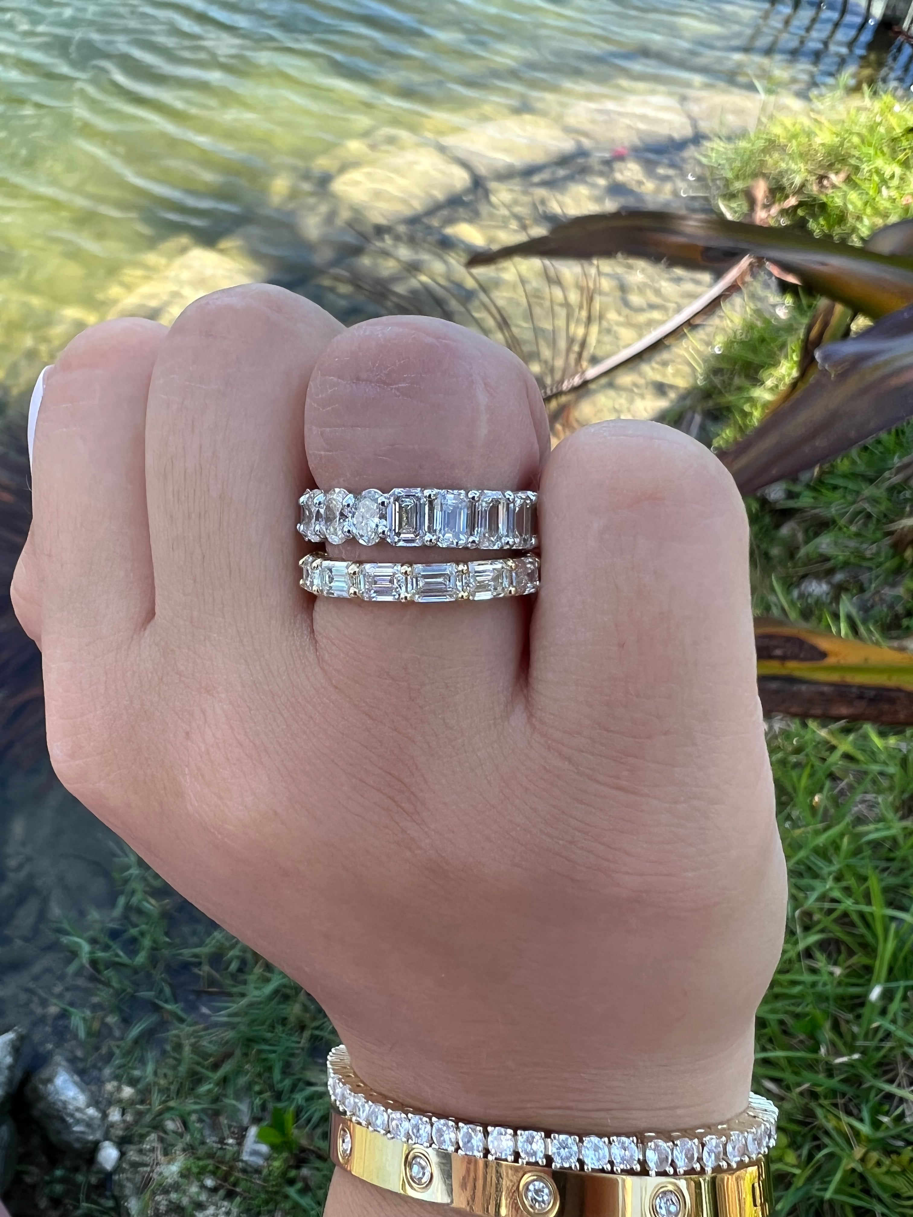 9 Carat Natural Emerald Diamonds U-Setting Eternity Ring | Diamond Mansion