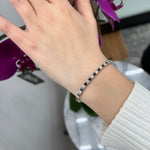 Black and White Alternating Natural Diamond Tennis Bracelet White Gold