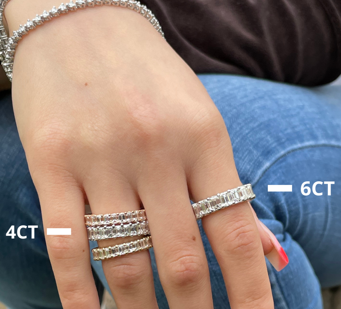 4ct-6ct-emerald-cut-U-prong-diamond-eternity-band-14k-white-yellow-rose-gold