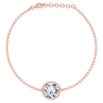 Rolo chain round natural diamond bracelet 14K rose gold
