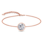 Bezel set natural diamond bracelet 14K rose gold