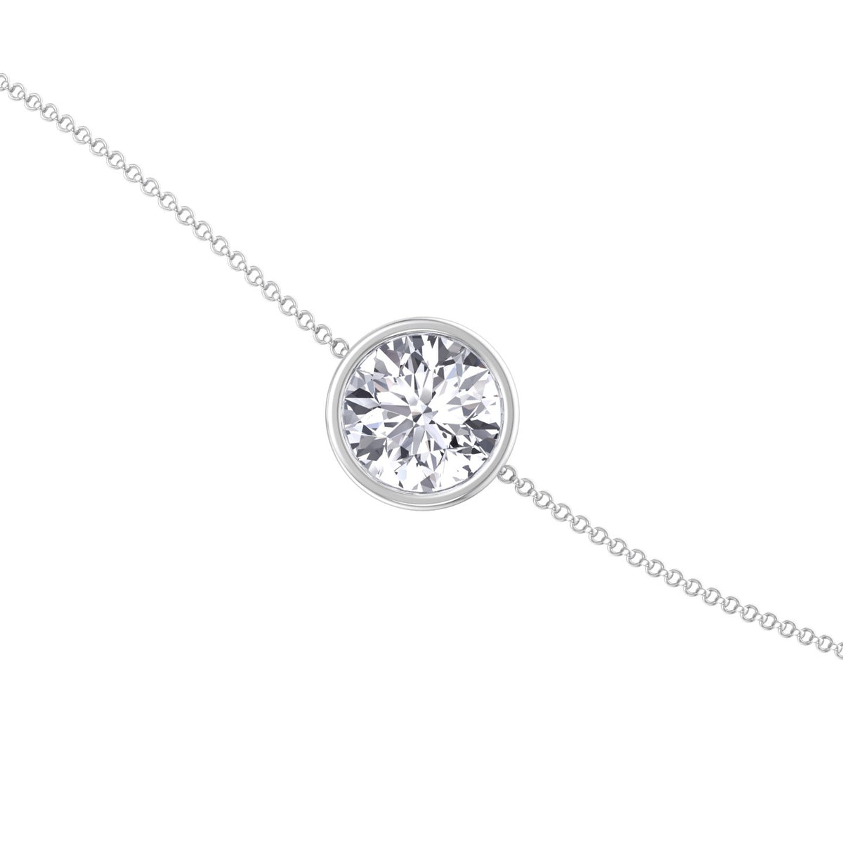 14K white gold Rolo chain diamond bracelet