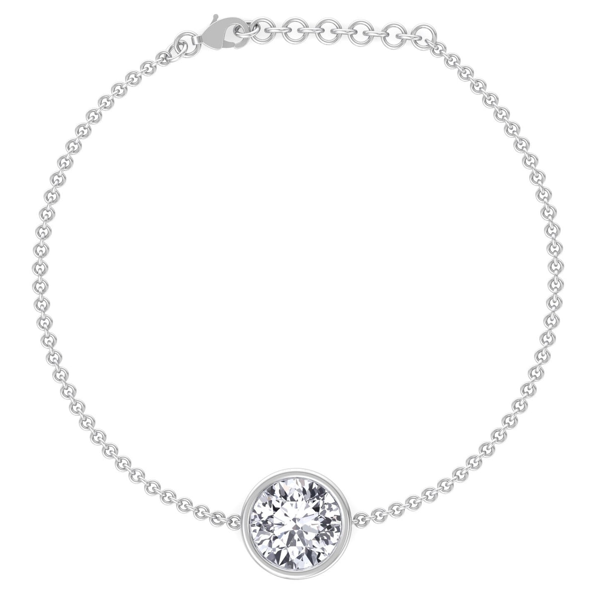 Rolo chain natural diamond bracelet 14K white gold