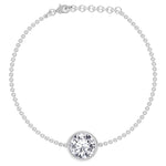 Rolo chain natural diamond bracelet 14K white gold