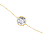 Bezel set Rolo chain natural diamond bracelet 14K gold