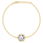 Rolo chain round natural diamond bracelet 14K yellow gold