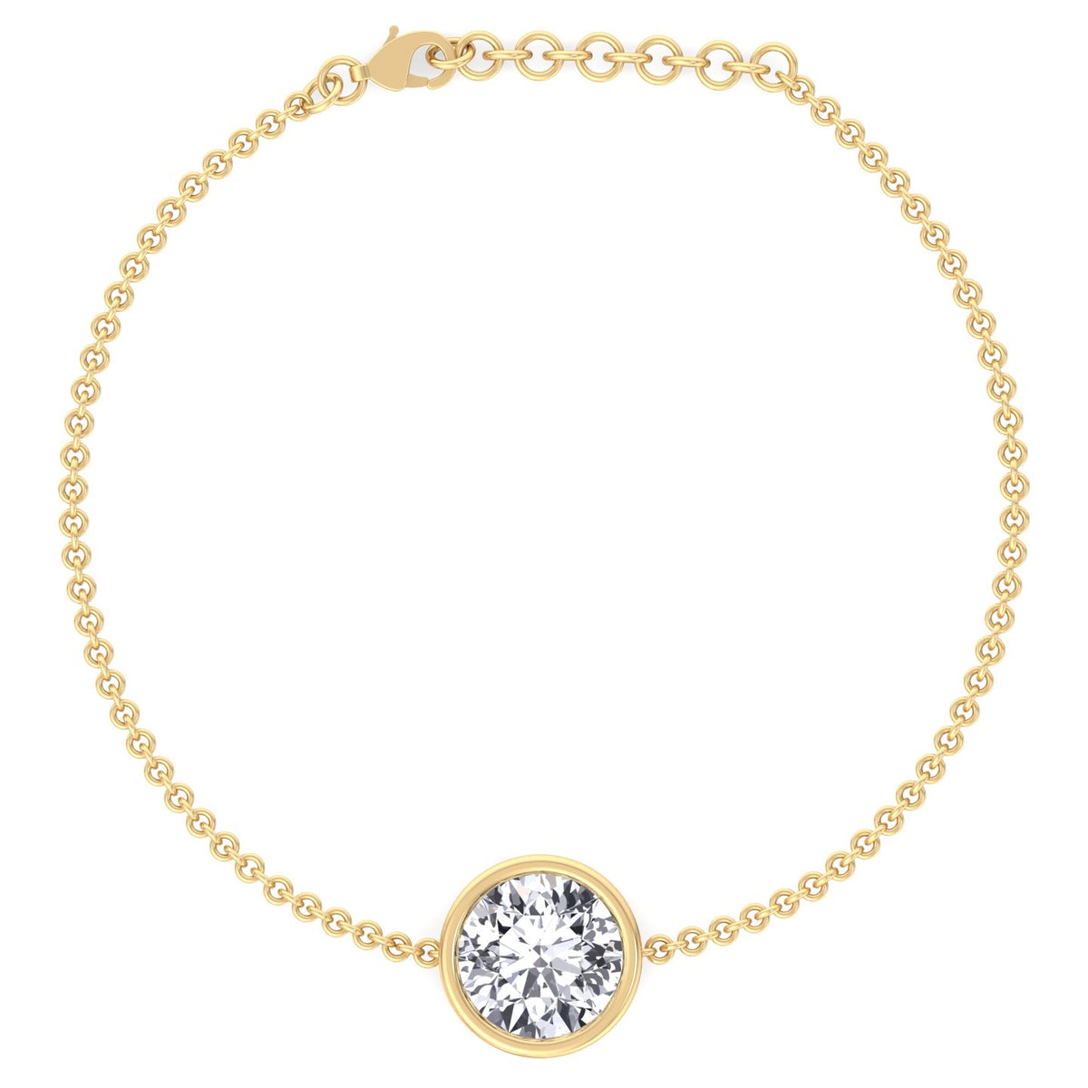 Rolo chain round natural diamond bracelet 14K yellow gold