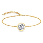 Natural round cut diamond bracelet 14K solid gold