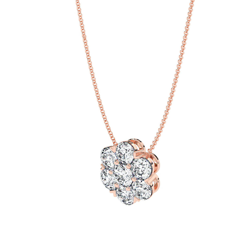 Flower-Cluster-Diamond-Pendant-in-rose-gold-chain