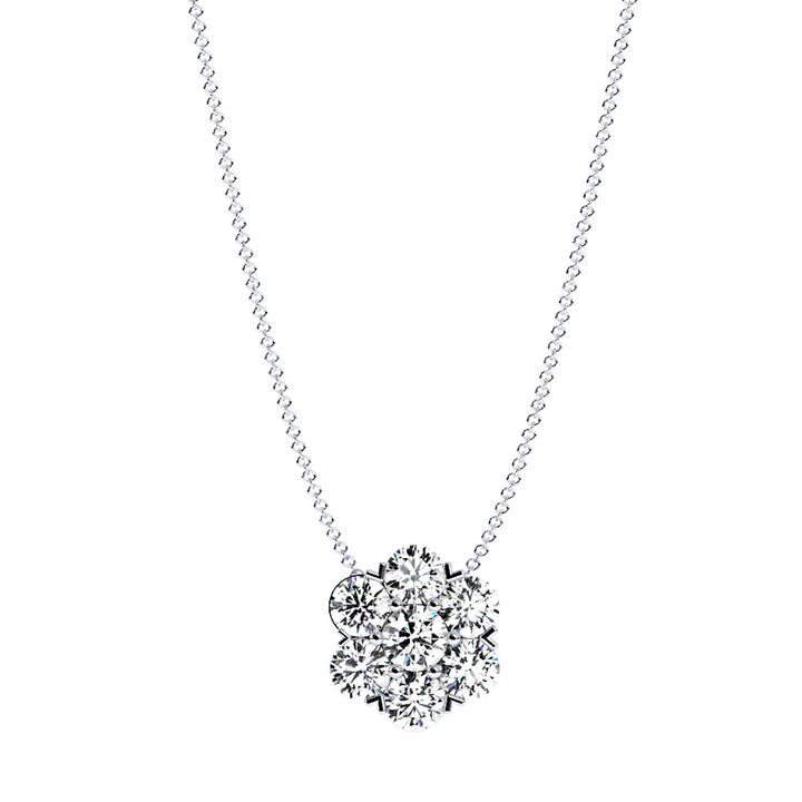 Flower-Cluster-Diamond-Pendant-Necklace