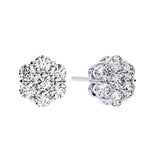 Men's Diamond Cluster Earrings, White Gold