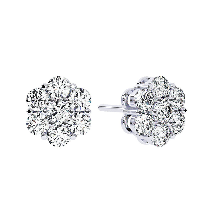 Men's Diamond Cluster Earrings, White Gold