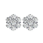Men's Diamond Cluster Earrings, White Gold, Front
