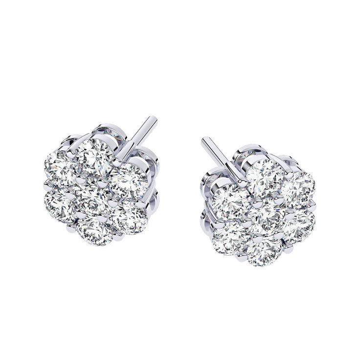 Men's Diamond Cluster Earrings, White Gold, Top Down