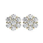 Men's Diamond Cluster Earrings, Yellow Gold, Front