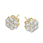 Men's Diamond Cluster Earrings, Yellow Gold, Top Down