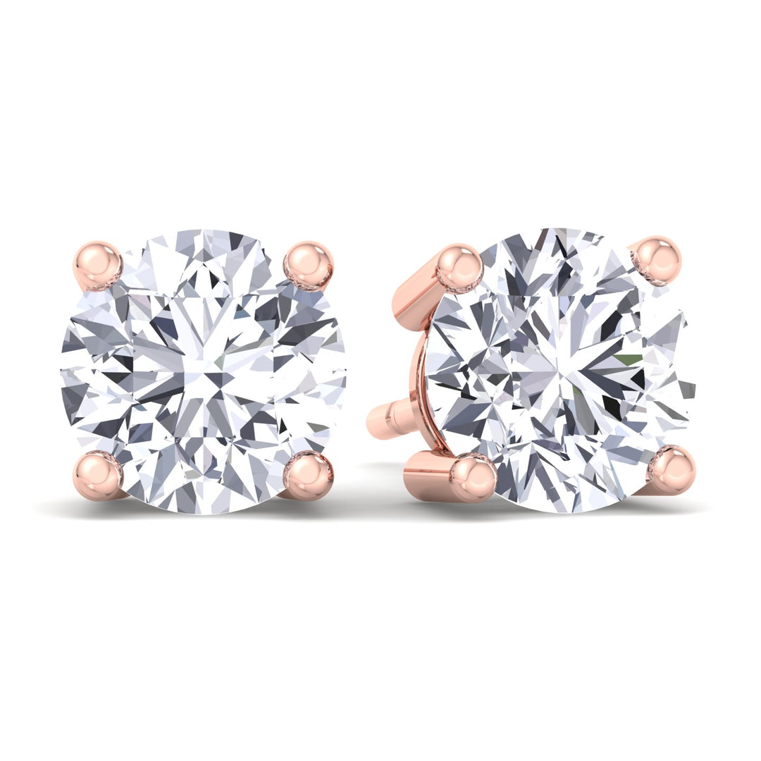 Men's Round Diamond Studs, Rose Gold