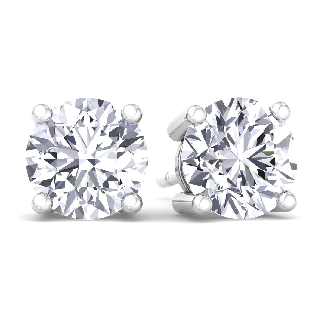 Men's Round Diamond Studs, White Gold