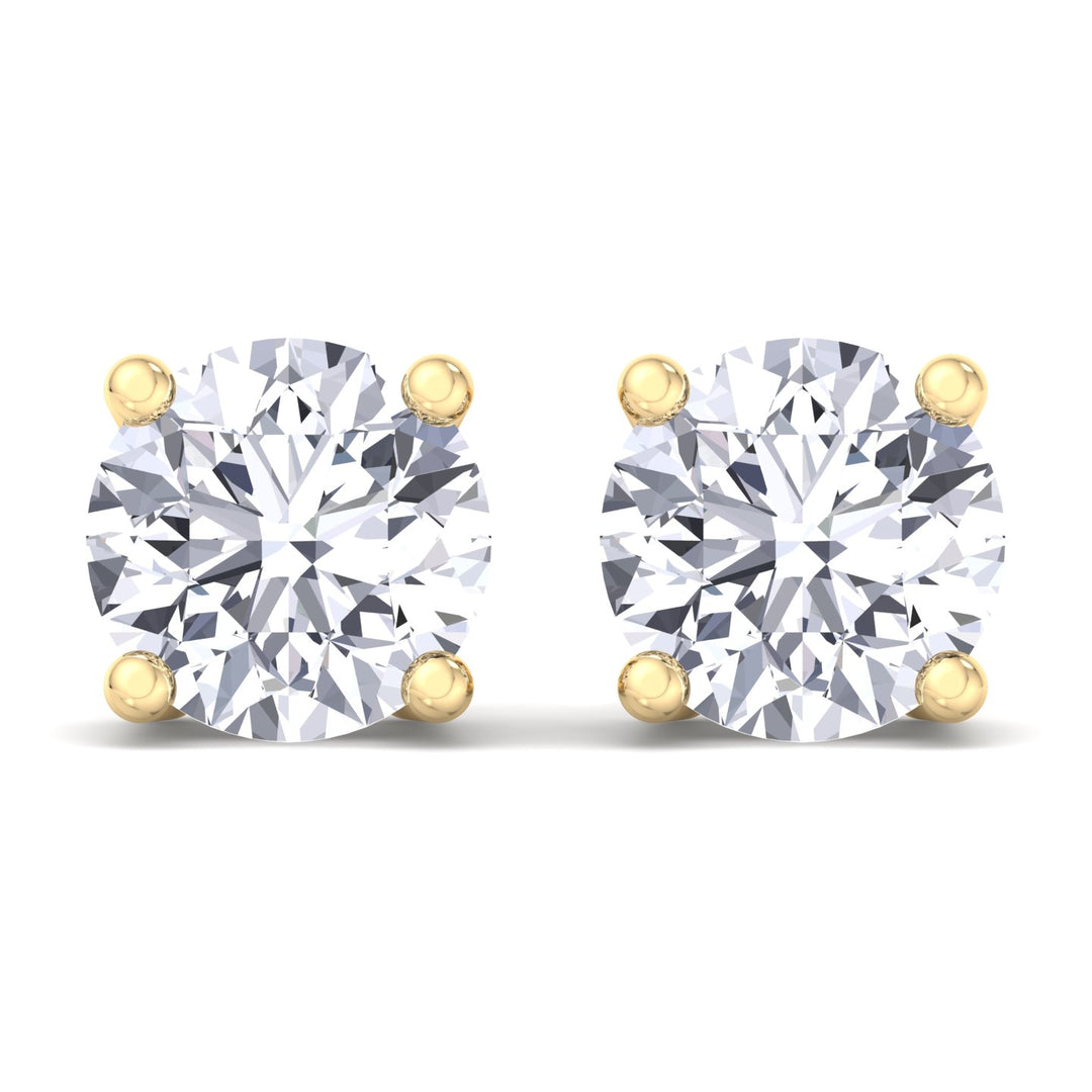 Men's Round Diamond Studs, Yellow 
