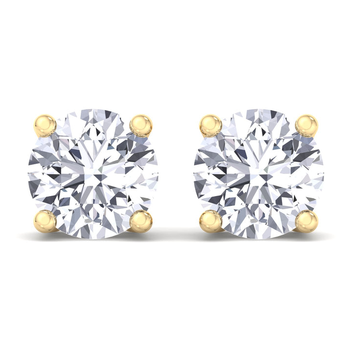 Men's Round Diamond Studs, Yellow 
