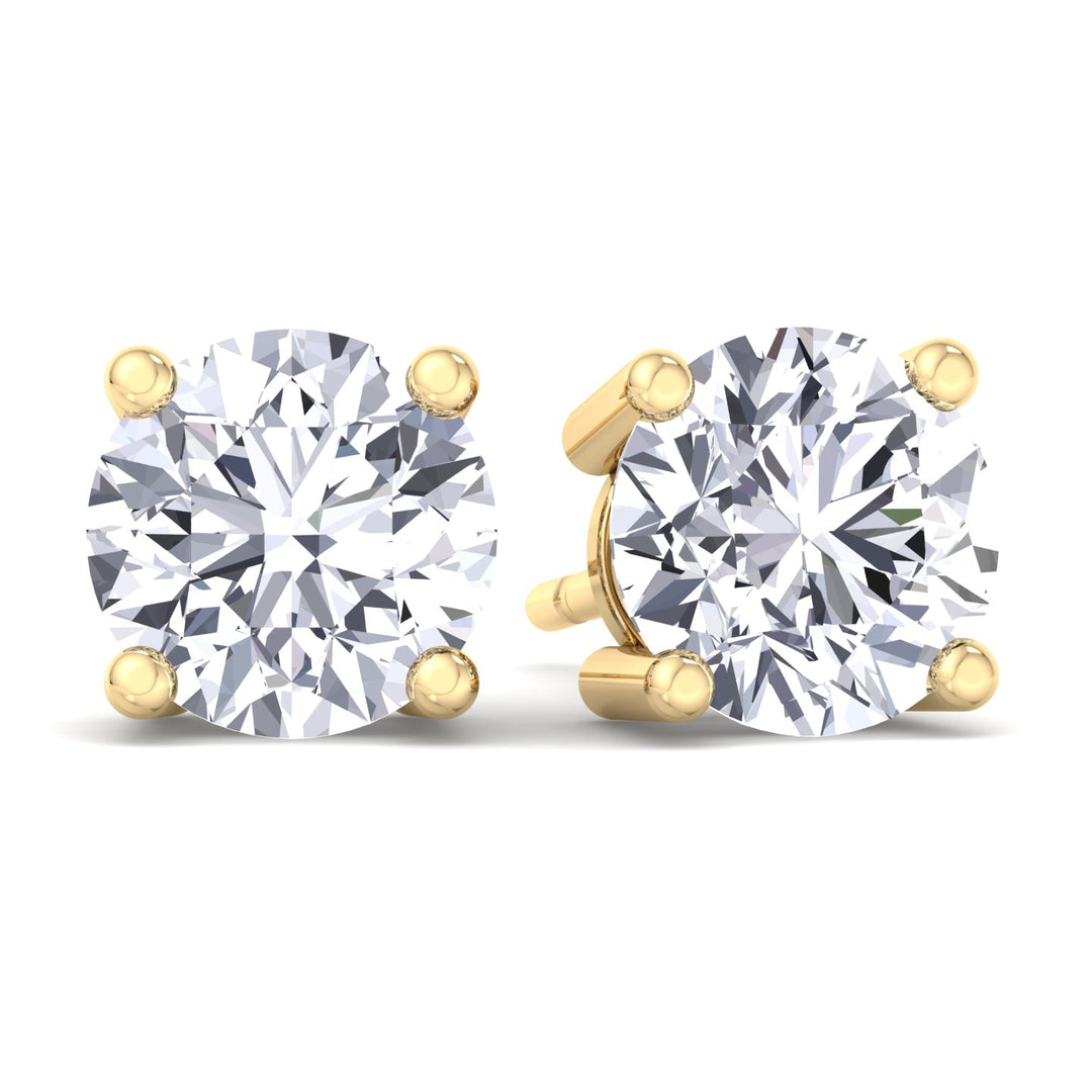 Men's Round Diamond Studs, Yellow Gold