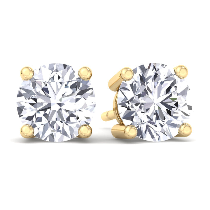 Men's Round Diamond Studs, Yellow Gold