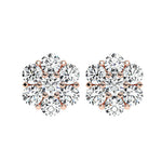 Mens Diamond Cluster Earrings, Rose Gold, Front