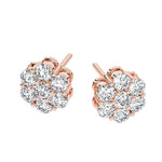 Mens Diamond Cluster Earrings, Rose Gold, Top Down