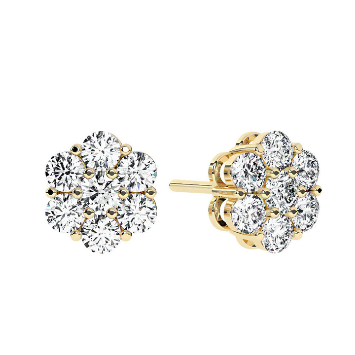 Men's Diamond Cluster Earrings, Yellow Gold