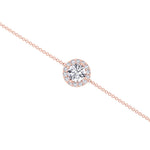 14K solid gold natural halo diamond Rolo bracelet