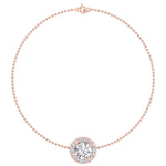 Round diamond halo Rolo bracelet 14K solid gold