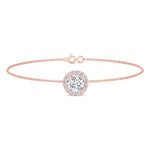 Natural diamond halo Rolo bracelet 14K rose gold